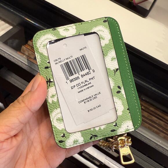 Coach Zip Card Case In Signature Canvas CW883 Denim/Bold Red - Picture 7 of 9